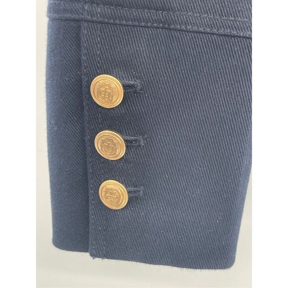 Talbots‎ Blazer Jacket Military Women 8 Navy Blue Gold Buttons Stand up Collar - Picture 3 of 10